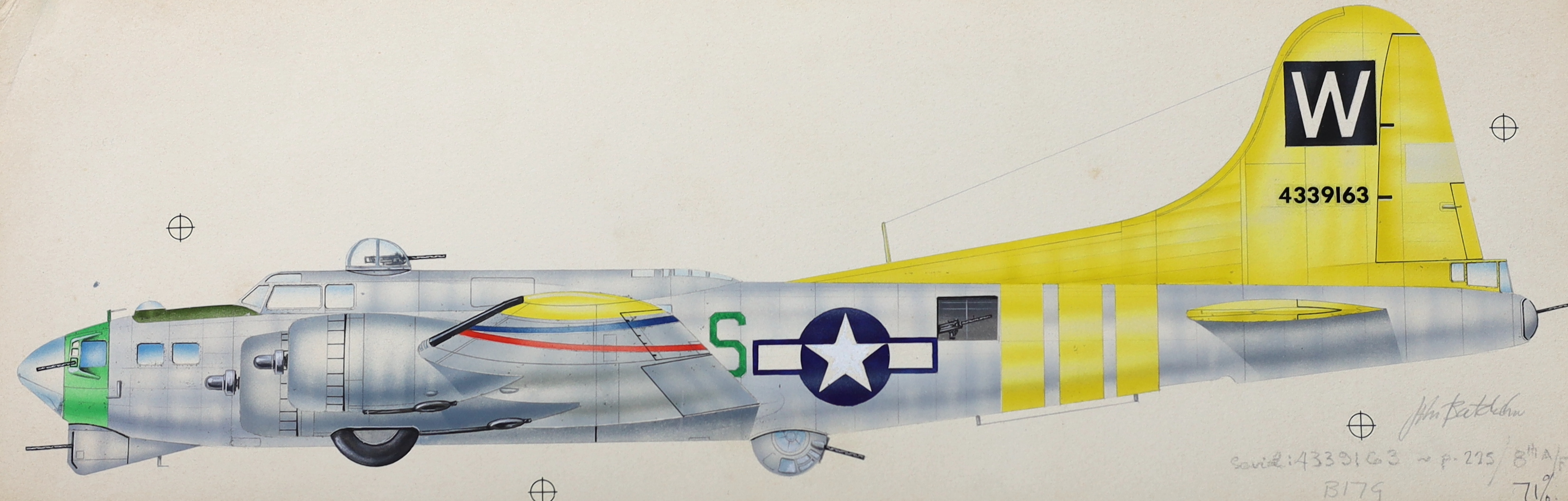 John Henry Batchelor MBE (1936-2019), Military aviation subjects, watercolours (7), largest 40 x 54cm, unframed, Please note this lot attracts an additional import tax of 5% on the hammer price